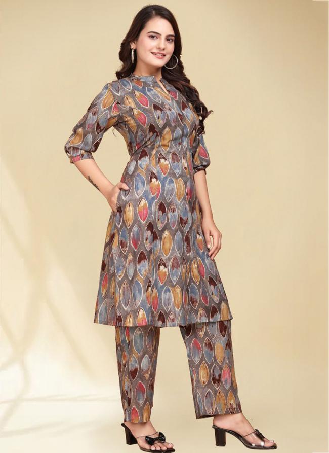 Rayon Multi Colour Casual Wear Printed Readymade Cord Set